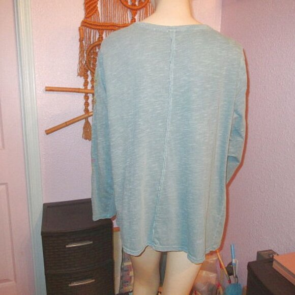 Sundance Embroidered Henley Top Size 1X Slub Knit Tunic Long Sleeves Boho - Picture 8 of 11